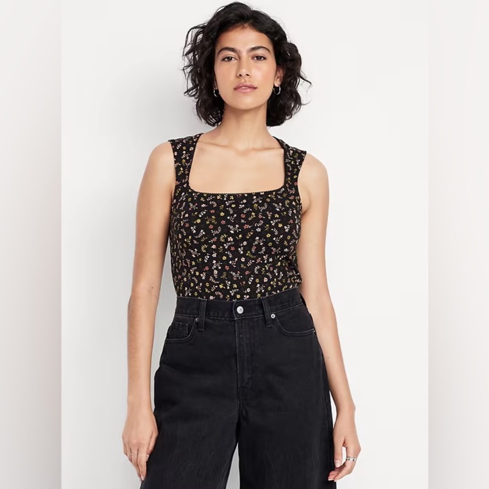 Trapeze-Neck Floral Top